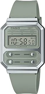 Casio Unisex Watch Vintage Digital Clear Dial Resin Band A100WEF-3ADF, Green
