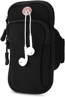 ECVV Phone Arm Bag Armband Cell Phone Holder for Running Gym Sports Waterproof Black Cell Phone Holder Pouch Case with Earphone Hole
