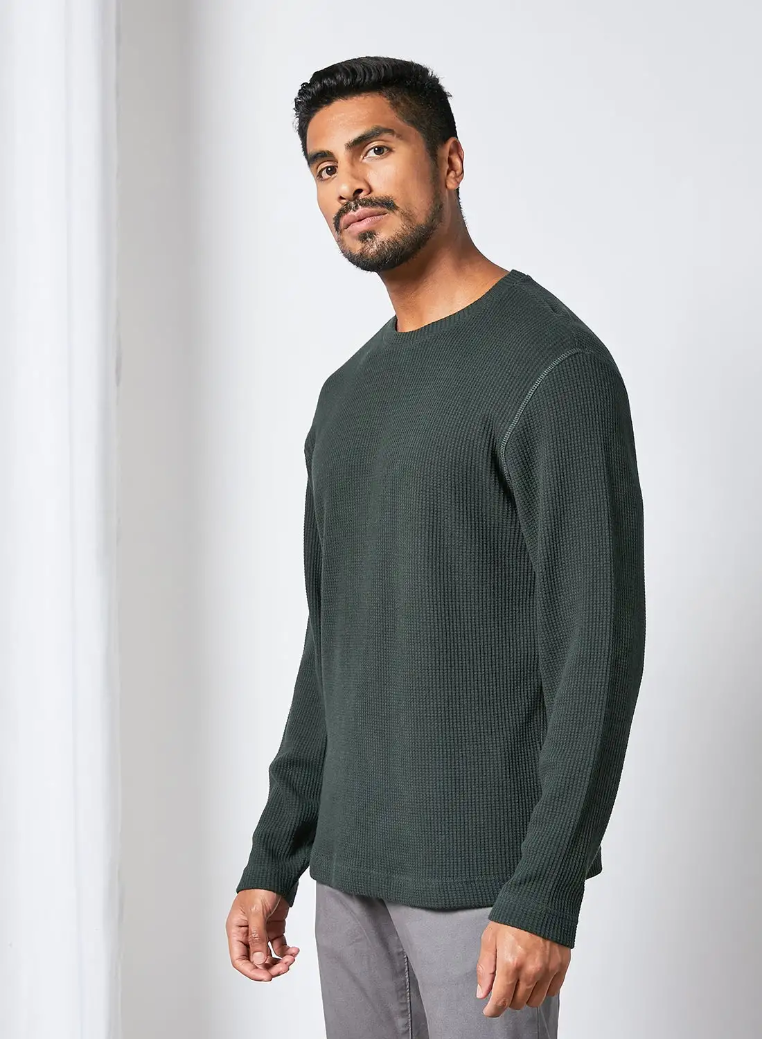 SELECTED Drop Shoulder Sweater Green