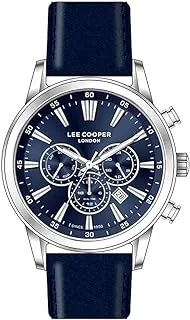 LEE COOPER Men's Quartz Movement Watch, Multi Function Display and Leather Strap - LC07506.399, Blue