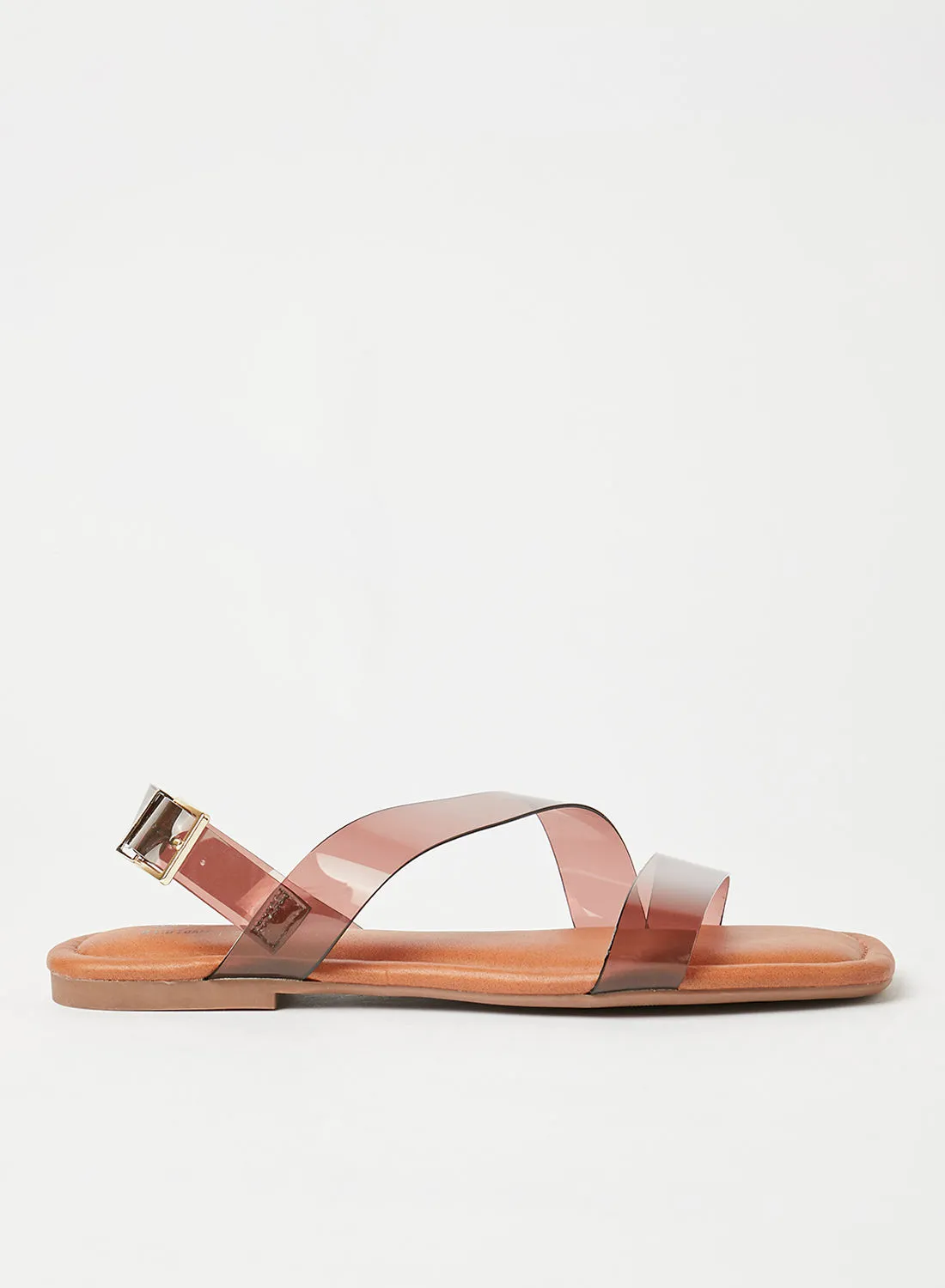 CALL IT SPRING Iggy Buckle Flat Sandals Brown/Clear