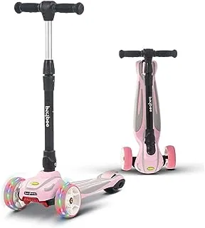 Baybee Inferno Skate Scooter for Kids, 3 Wheel Kids Scooter with Foldable & Four Height Adjustable Handle, 3 Flashing LED PU Wheels | Kick Skating Scooter for Kids 3 to 8 Years Boys Girls
