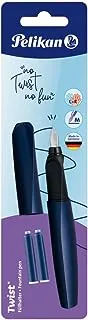 Pelikan Twist Fountain Pen with 2 Ink Cartridges, Medium Nib, Night Breeze, Blister Card (820134)