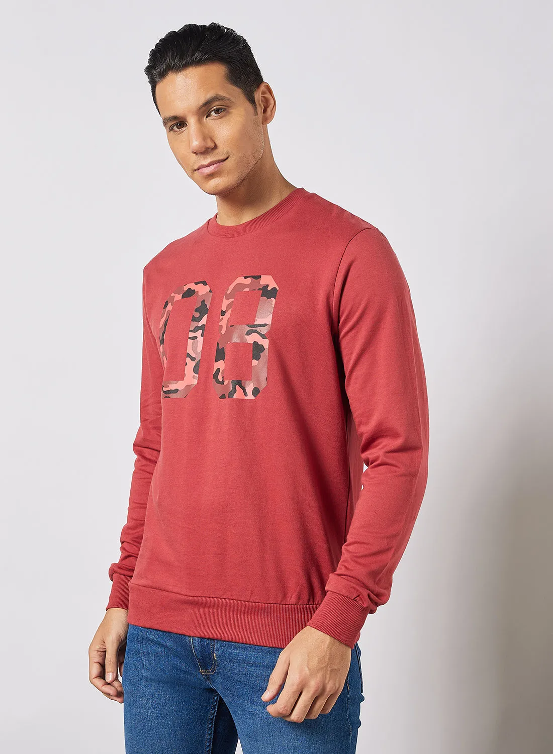 Noon East Crew Neck Printed Sweatshirt Dark Mauve