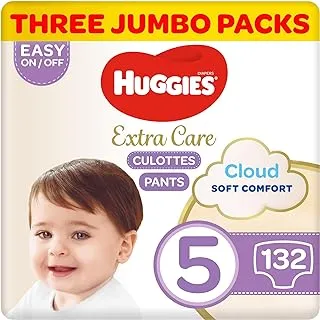 Huggies Extra Care Culottes, Size 5, 12-17 kg, Super Jumbo Pack, 132 Diaper Pants