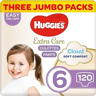 Huggies Extra Care Culottes, Size 6, 15-25 kg, Super Jumbo Pack, 120 Diaper Pants