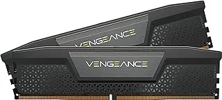 ذاكرة الوصول العشوائي CORSAIR VENGEANCE DDR5 بسعة 96 جيجابايت (2 × 48 جيجابايت) وسرعة 5200 ميجاهرتز CL38 Intel XMP iCUE المتوافقة مع الكمبيوتر - أسود (CMK96GX5M2B5200C38)