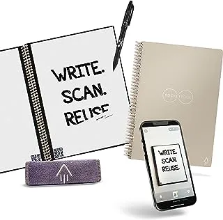 Rocketbook Core Reusable Smart Notebook | Innovative, Eco-Friendly, Digitally Connected Notebook with Cloud Sharing Capabilities | Lined, 15.2 cm x 22.4 cm, 36 Pg, Celestial Sand