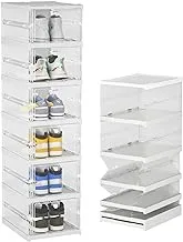 COOLBABY Shoe Storage Foldable Shoe Organizer Shoe box Sneaker Storage Collapsible Storage bins Stackable Storage Totes Storage Container for Organizing Flodable Storage Bins (6 Layers)