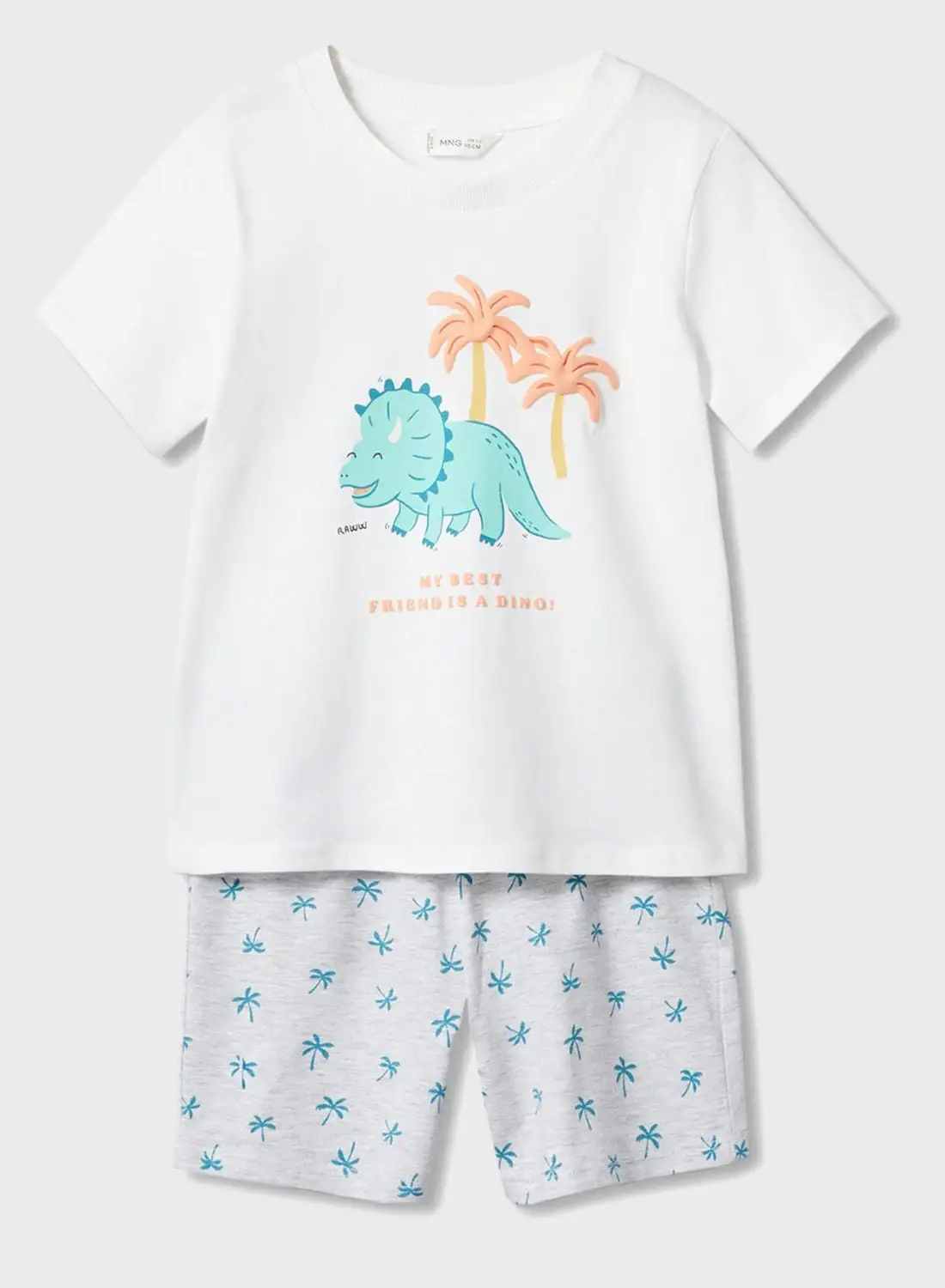 MANGO Kids Dino & Palm Print T-Shirt & Shorts Set