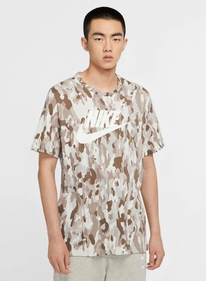 Nike NSW Printed Camo T-Shirt Grey/White