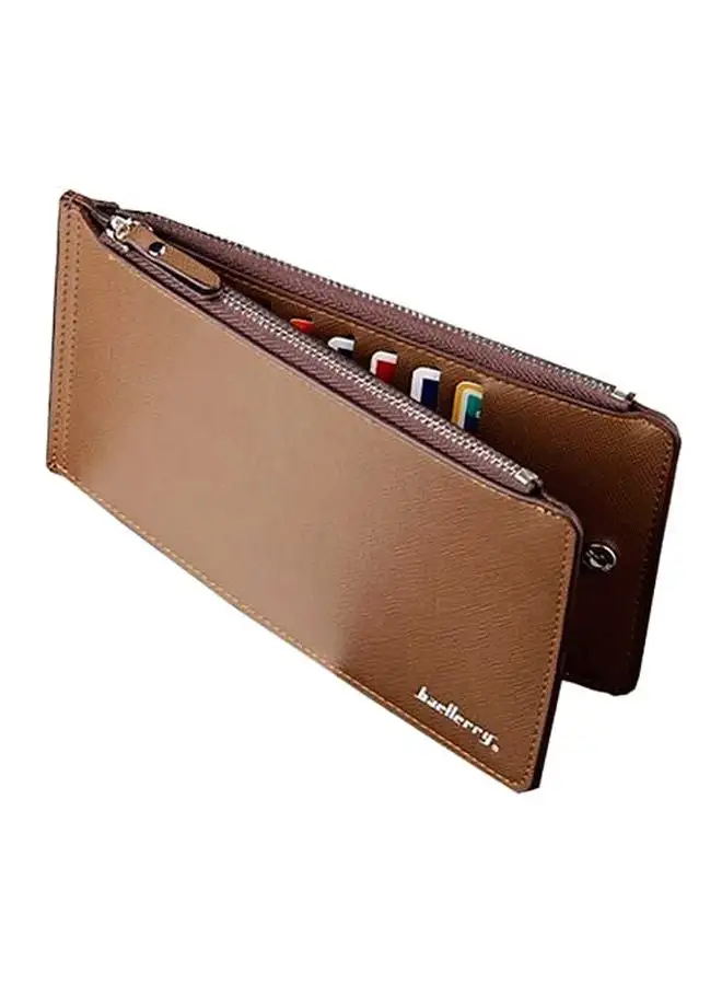 baellerry Faux Leather Wallet With Zipper Brown
