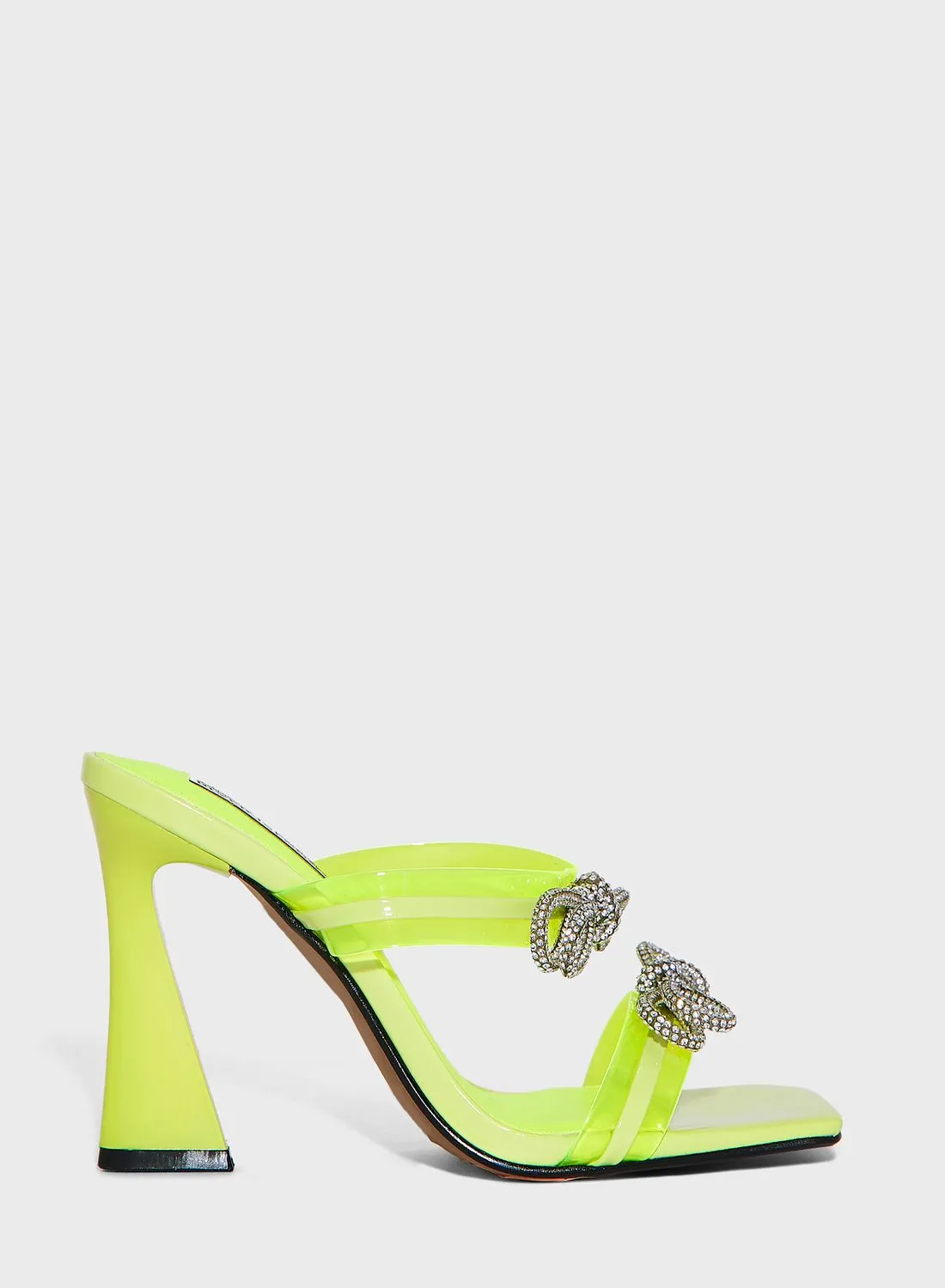 RIVER ISLAND Double Strap Bow Perspex Mule