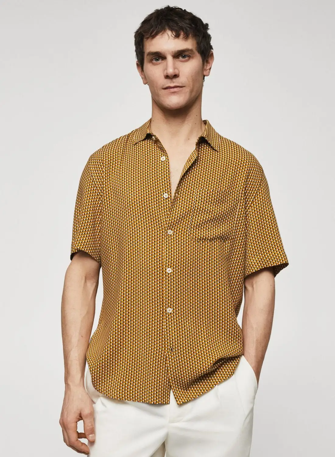 Mango Man Flowy Print Regular Fit Shirt