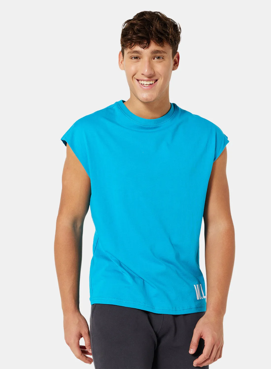 Sivvi x D'Atelier Eco-Friendly Logo Cap Sleeve T-Shirt Blue
