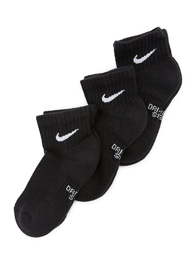 Nike Youth Performance Cushioned Quarter Socks (Pack of 3) Black/White