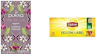 PUKka Herbs Womankind, Organic Herbal Tea With , Cranberry & Rose Flower, 20 Tea Bags(Pack Of 1)+Lipton Yellow Label 25 Tea Bags, 50G