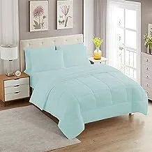 Sweet Home Collection 5 Piece Bag Comforter Set Solid Color All Season Soft Down Alternative Blanket & Luxurious Microfiber Bed Sheets, Twin, Aqua, 7