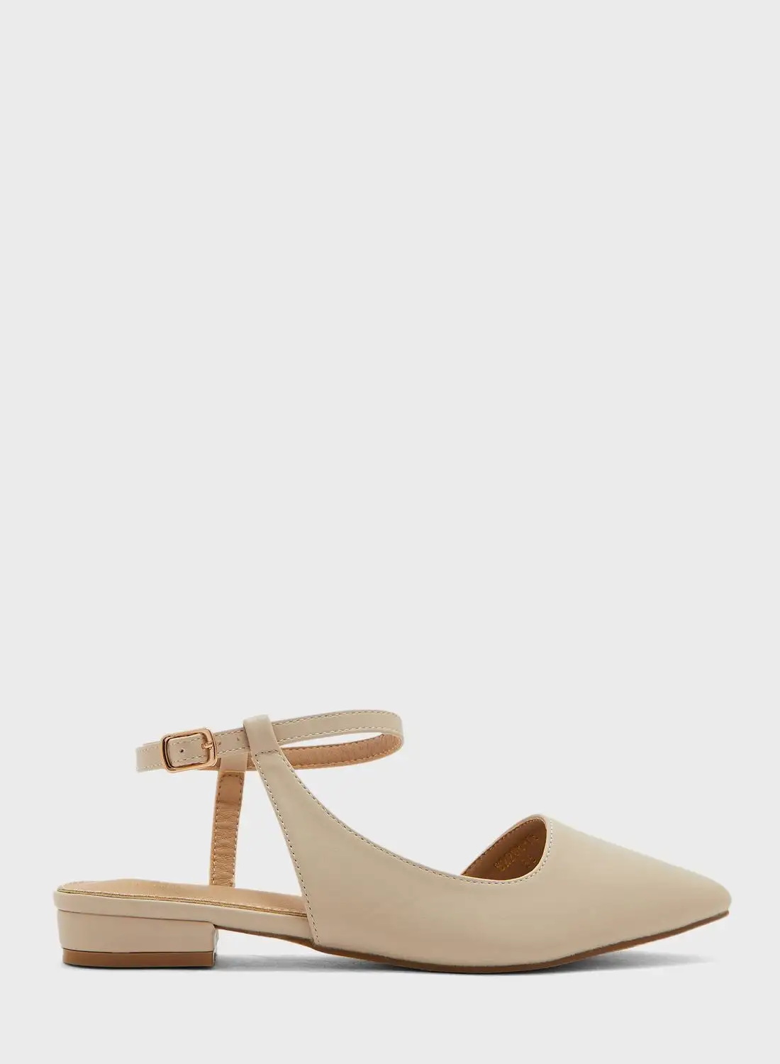 ELLA Curved Ankle Strap Pointed Flat Shoe