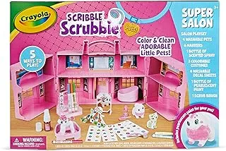 Crayola Scribble Scrubbie Pets Super Salon, Color, Paint & Wash Toy, Gift for Kids, Ages 3, 4, 5, 6