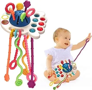 Baby Montessori for 18M+, SYOSI Baby Sensory Push and Pull, Early Learning Activity Teether for Toddlers 1-3, Fine Motor Skill Gift for Babies (Octopus)