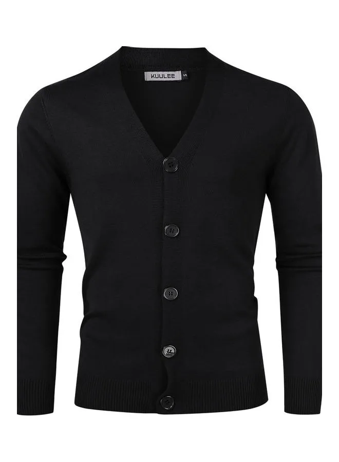 Generic Casual Knitted Button Down Cardigan Black