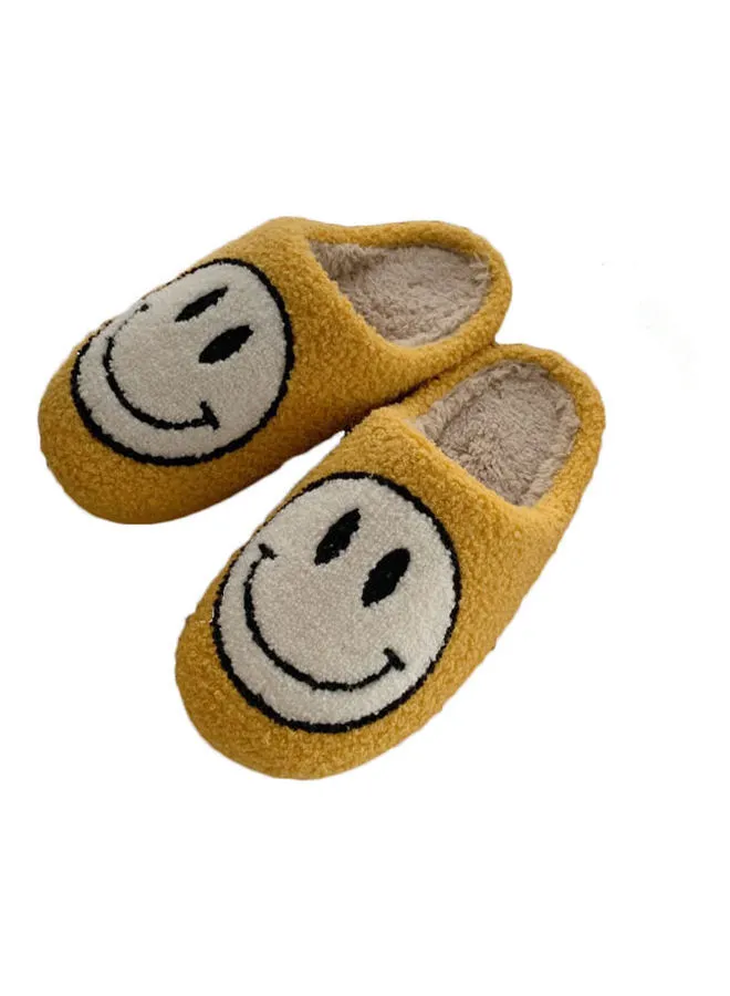 Joychic Smiley Face Designed Bedroom Slippers Yellow/White