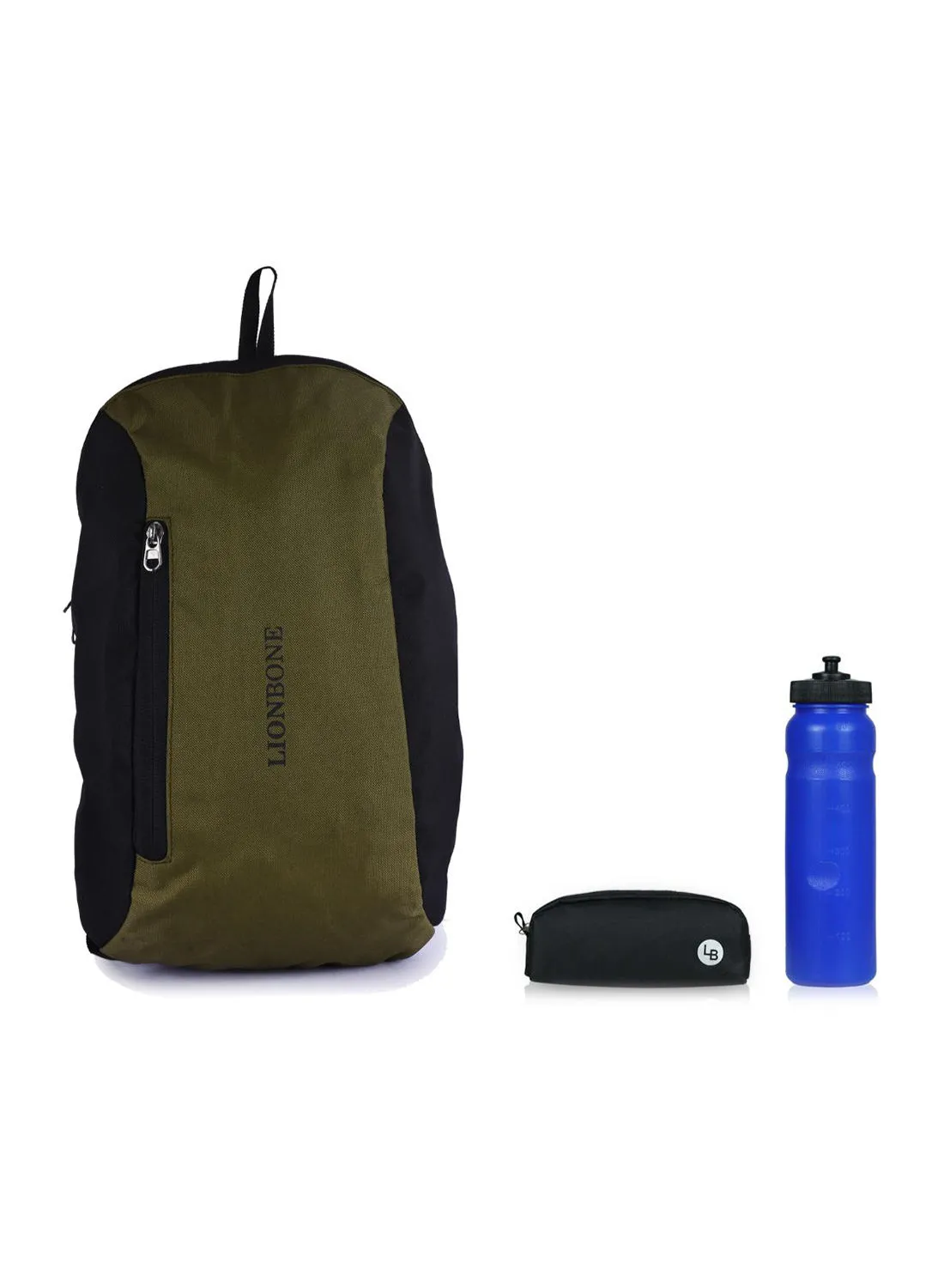 LIONBONE Combo of Backpack, Pouch and Sipper Green/Black