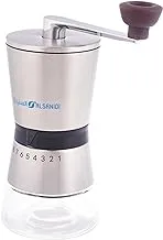 ALSANIDI, Stainless Steel Coffee Grinder, Small Coffee Grinder for Trips, Silver