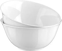ECVV Ceramic Salad Serving Bowls, Chip Resistant Ceramic, Microwave and Dishwasher Safe, White Glossy Porcelain, Bristol Collection Serving Bowl | Pack of 3, 4 x 2 inch |
