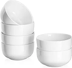 ECVV 10 Ounces Porcelain Bowls Set, 6 Packs, White Bowls Small Bowls for Side Dishes,Cereal, Microwave Safe, White | Pack of 6, 5 x 2 inch |