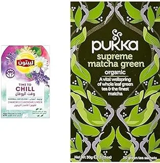 Lipton tea bag infusion time to chill 20 Sachet+ Pukka Supreme Matcha Green Organic Herbal Tea 20 Sachets