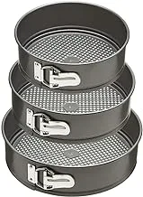 ECVV Springform Cake Tins with Loose Base – Non-Stick Quick-Release Quality Bakeware Tins for Soft Sponge Cakes, Cheesecakes & Fruitcakes Round Cake Pan Set Of 3, Black