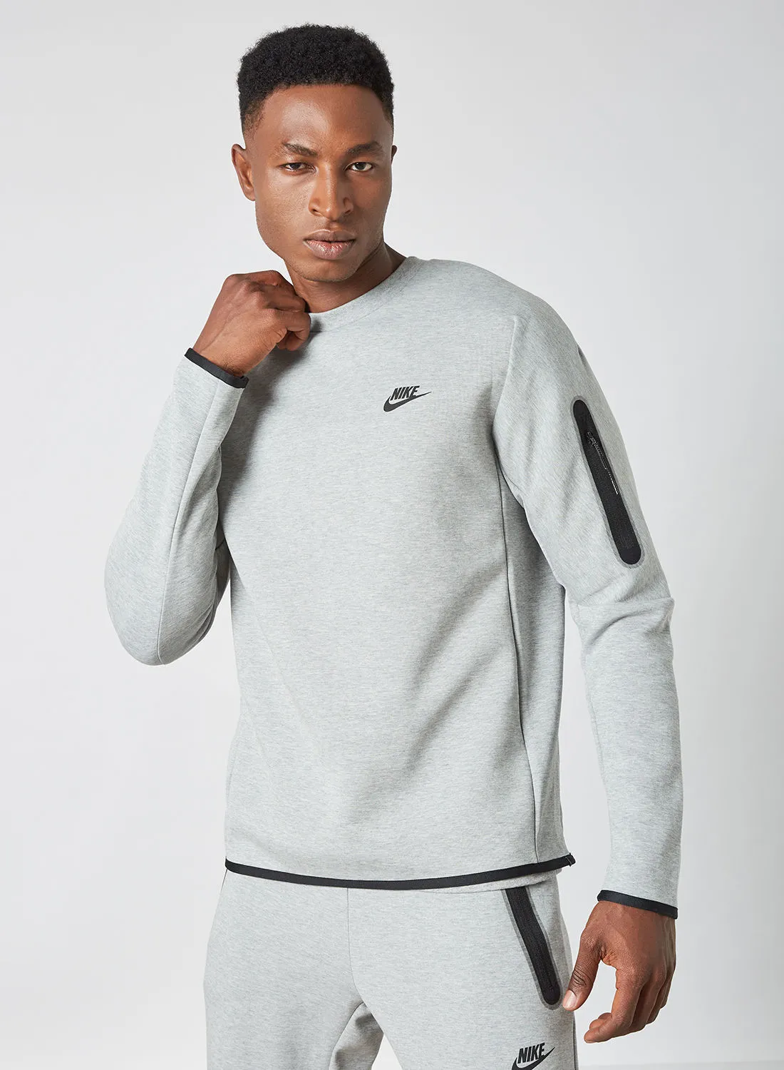 Nike NSW Tech Fleece Crew Sweatshirt Dk Grey Heather/Black