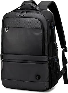 Artic Hunter Golden Wolf Shoulder Daypack Water Resistant 17-inch Expandable Laptop Backpack with Built in USB port and Earphone Jack for Unisex, GB00402 (Black)