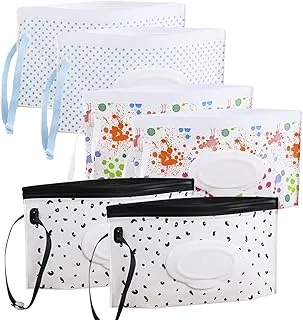ECVV 6 Pack Refillable Baby Wet Wipe Pouches Portable Travel Wipes Dispenser Reusable Wet Wipe Bag Eco Friendly and Lightweight Travel Baby Wipes Container with Sealed Zipper