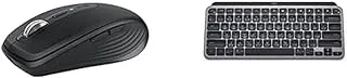 لوحة مفاتيح Logitech MX Keys Mini + ماوس MX Anywhere 3S اللاسلكي، جرافيت - كتابة سائلة، مفاتيح بإضاءة خلفية، تمرير سريع، USB-C، بلوتوث، مدمج، متوافق مع أنظمة تشغيل متعددة، تخطيط عربي
