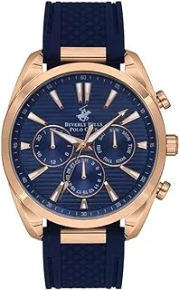 Beverly Hills Polo Club Men's VX9J Movement Watch, Multi Function Display and Silicone Strap - BP3337X.499, Blue
