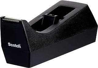 Scotch Desktop Tape Dispenser, 3-Pack, Weighted, Non-Skid Base, Black, Made of 100% Recycled Plastic