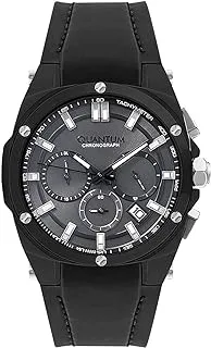 Quantum Men's Quartz Movement Watch, Chronograph Display and Silicone Strap - HNG905.661, Black