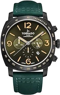 Tornado Men's Japan Quartz Movement Watch, Chronograph Display and Leather Strap - T9102-BLHH, Green