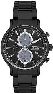 Slazenger Men's Quartz Movement Watch, Multi Function Display and Metal Strap - SL.9.6559.2.02, Black