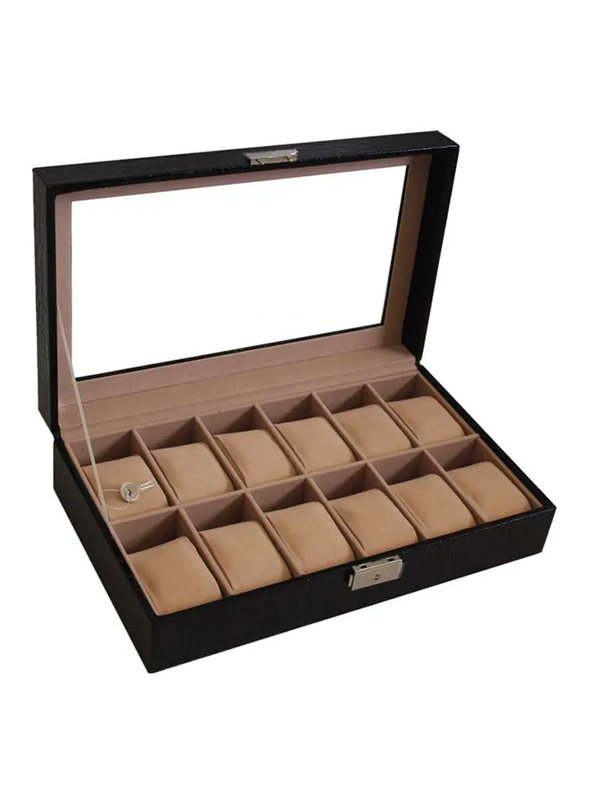 Generic Men's 12 Compartments See Through Window Watch Box