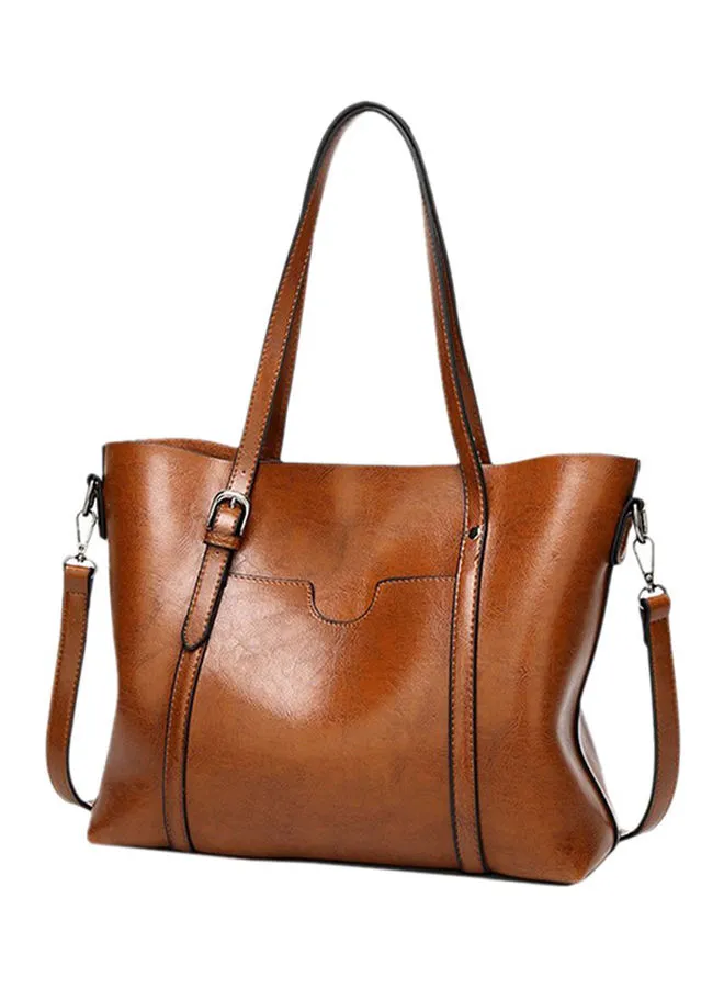 OUTAD Zipper Tote Bag Brown