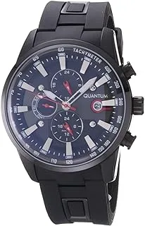 Quantum Men's Quartz Movement Watch, Analog Display and Silicone Strap - ADG678.661, Black