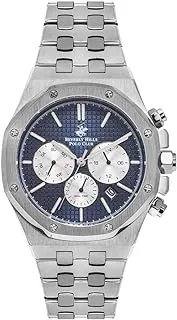 Beverly Hills Polo Club Men's Quartz Movement Watch, Multi Function Display and Metal Strap - BP3051X.390, Silver