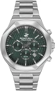 Beverly Hills Polo Club Men's JP25 Movement Watch, Multi Function Display and Metal Strap - BP3361X.370, Silver