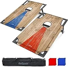 GoSports Portable PVC Framed Toss Game Set with 8 Bean Bags and Travel Carrying Case - Choose American Flag Design, Red & Blue or Football