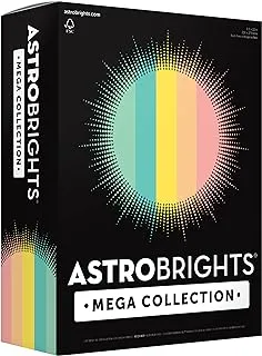 مجموعة Astrobrights Mega، بطاقات ملونة، تشكيلة من 5 ألوان باستيل مثقوبة، 320 ورقة، 65 رطل/176 جرامًا للمتر المربع، 8.5 بوصة × 11 بوصة - المزيد من الأوراق! (91780)