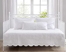 Laura Ashley Home - Daybed Set, Cotton Bedding with Matching Shams & Pillow Cover, Lightweight Home Decor for All Seasons (Trellis White, Daybed), 4 pcs